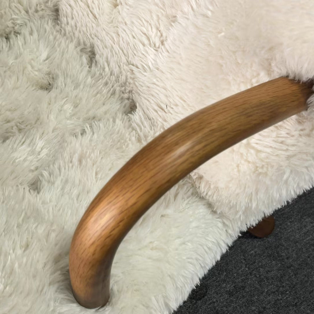 Arctander Clam Chair & Matching Ottoman | Kaelisys Design Mid-Century Modern Sherpa Lounge Set