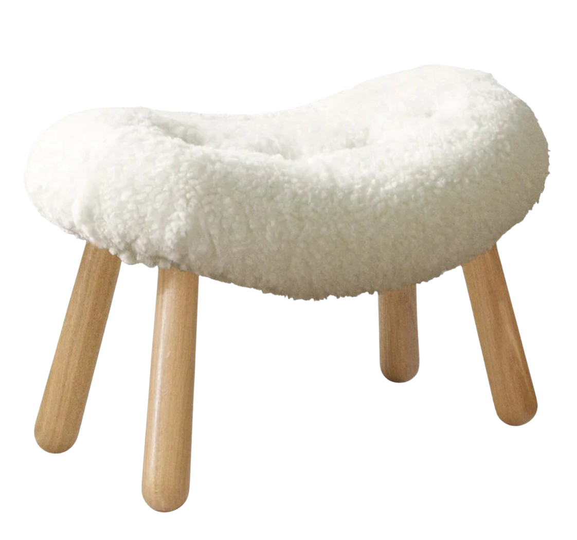 Arctander Clam Chair & Matching Ottoman | Kaelisys Design Mid-Century Modern Sherpa Lounge Set