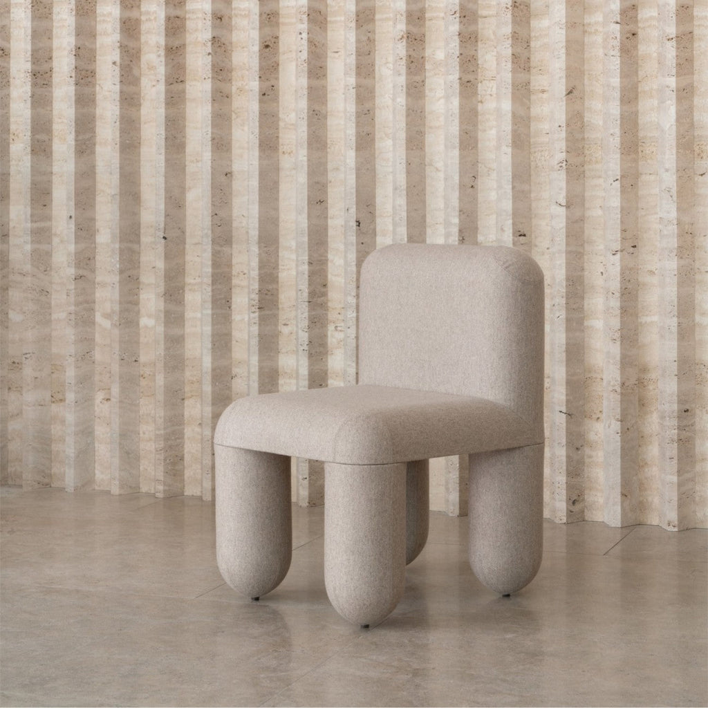 Hello Chair Noom with Chunky Sculptural Legs in Cashmere-like Fabric