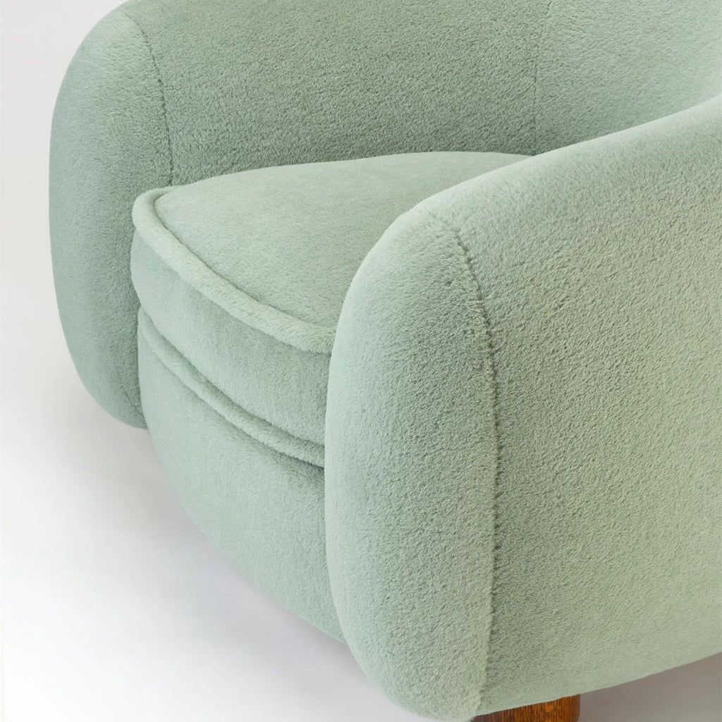 Handmade Mid-Century Modern Curved Boucle Chair

