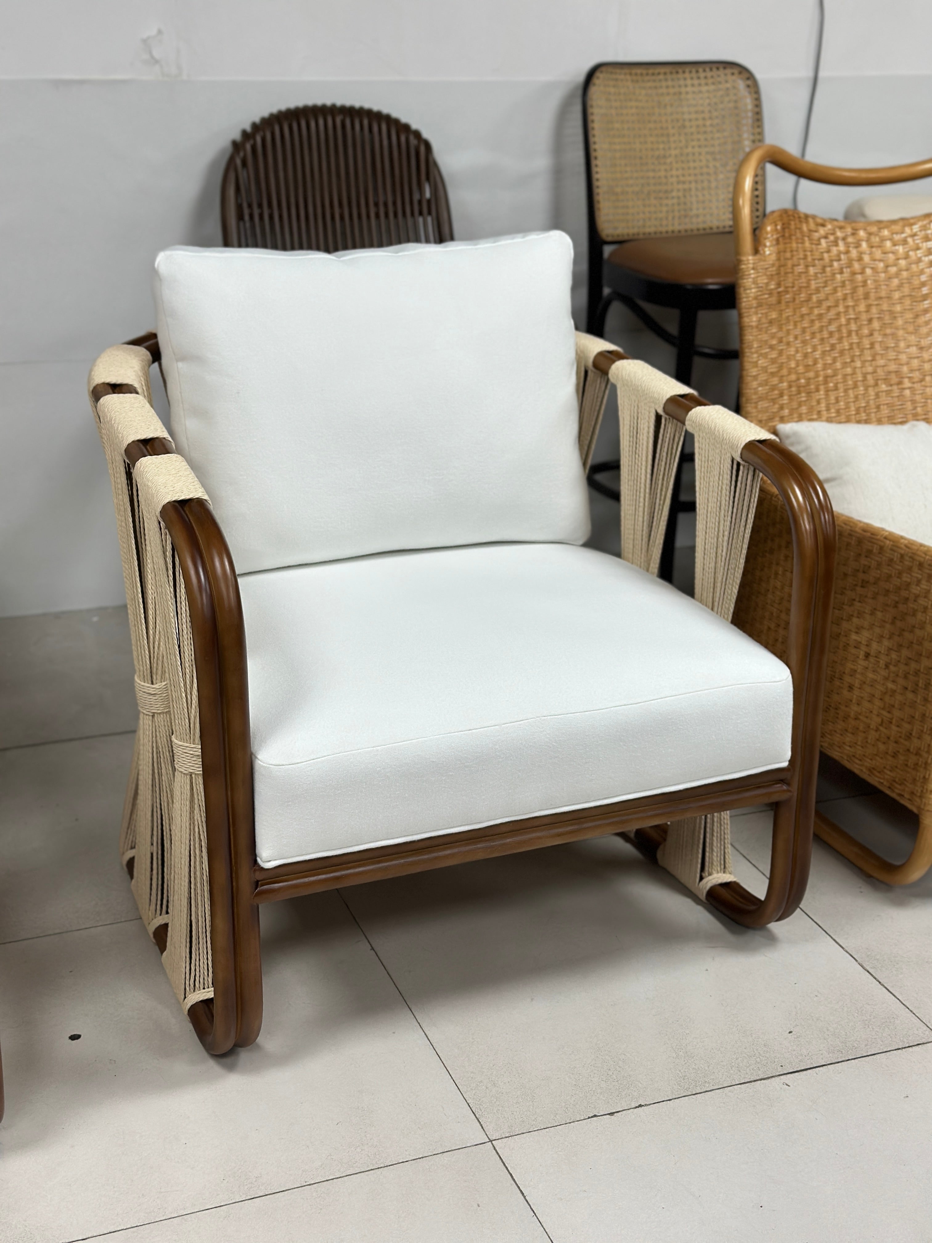 Strings Attached Lounge Chair - Coastal Rattan & Abaca Rope