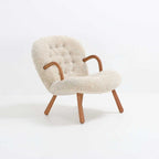 Arctander Clam Chair & Matching Ottoman | Kaelisys Design Mid-Century Modern Sherpa Lounge Set