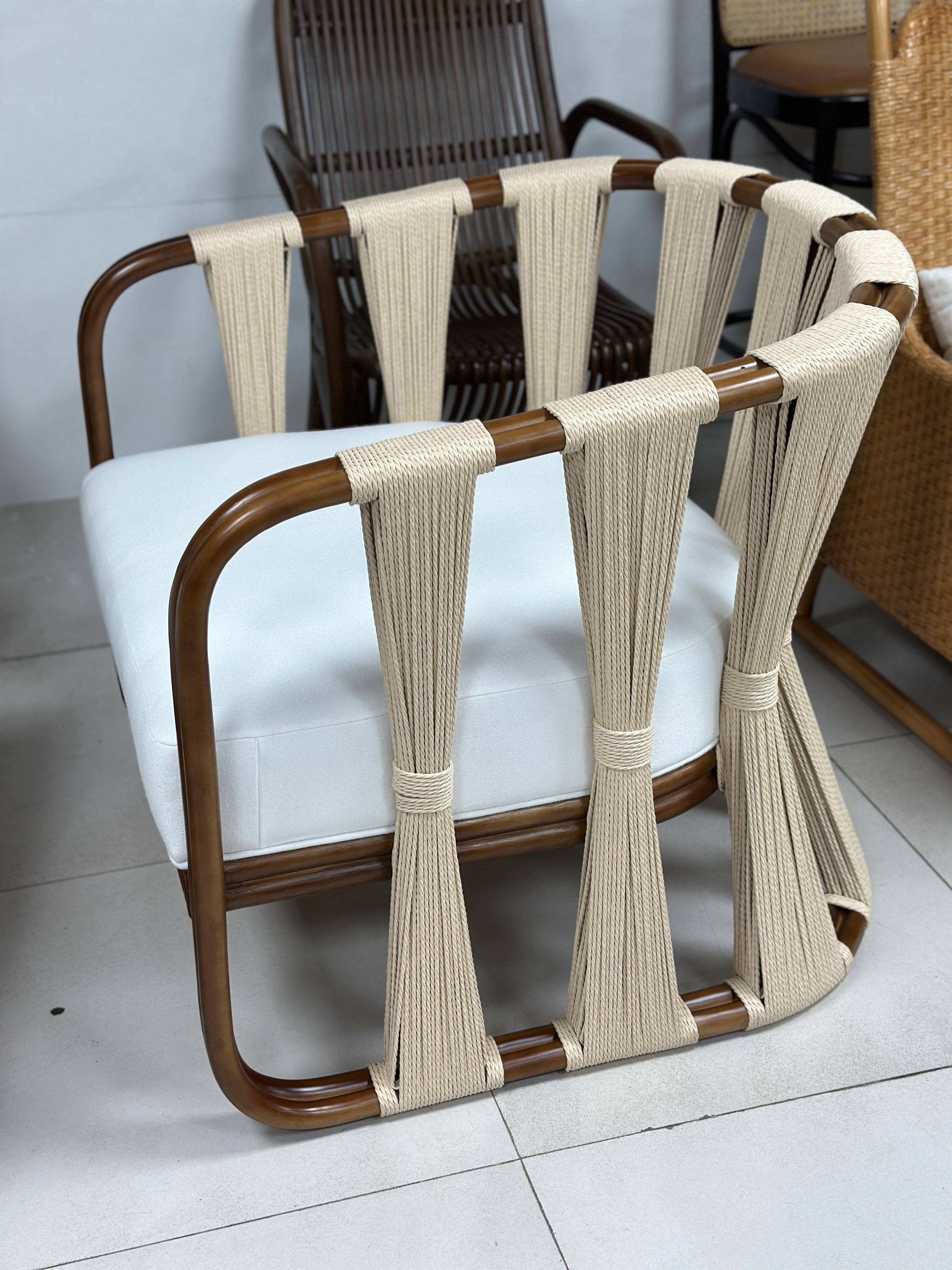 Strings Attached Lounge Chair - Coastal Rattan & Abaca Rope