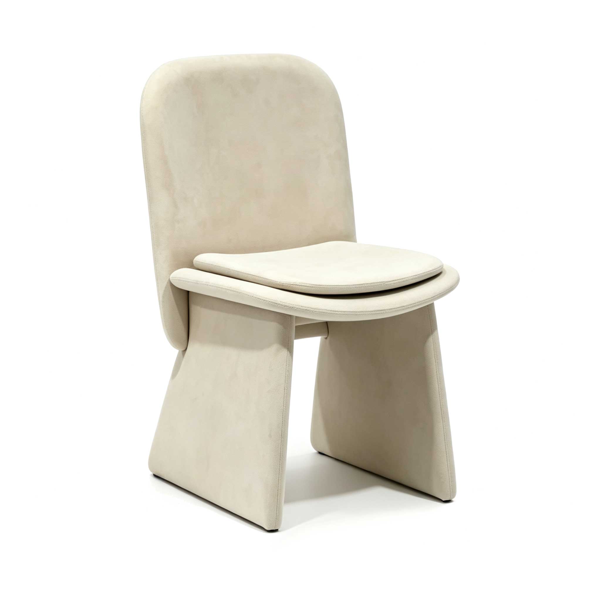 Jodie Modern Upholstered Dining Chair with Cushion | Sculptural Minimalist Leather Accent Chair