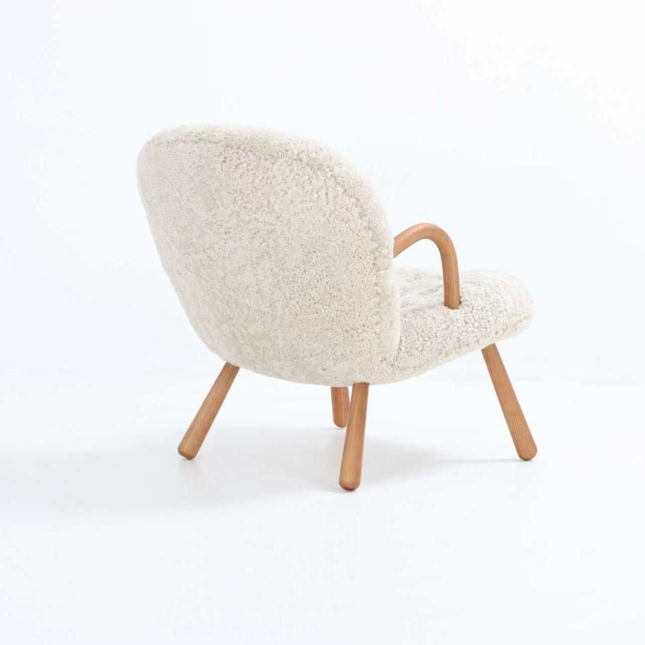 Arctander Clam Chair & Matching Ottoman | Kaelisys Design Mid-Century Modern Sherpa Lounge Set