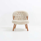 Arctander Clam Chair & Matching Ottoman | Kaelisys Design Mid-Century Modern Sherpa Lounge Set