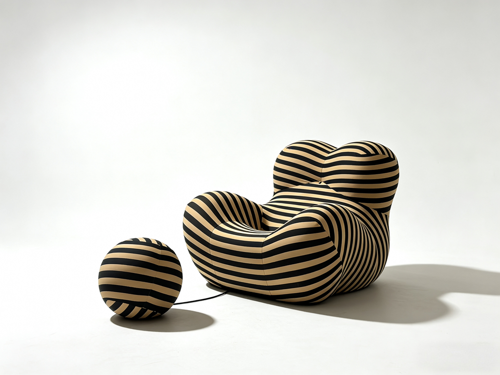 La Mamma Up 5 and Up 6 Replica Chair & Ottoman - Gaetano Pesce Iconic Heart-Shaped Design with Ball Footstool