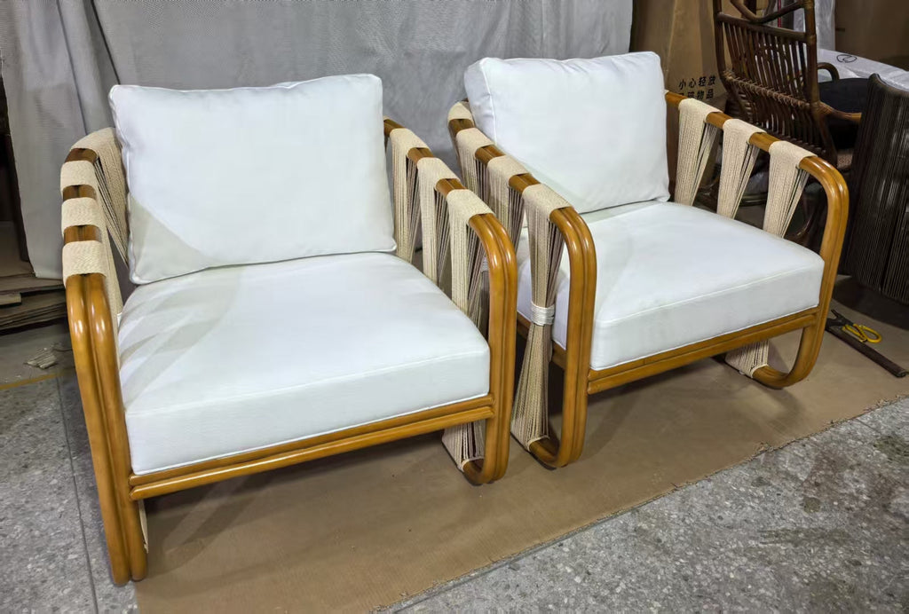 Strings Attached Lounge Chair - Coastal Rattan & Abaca Rope
