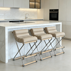 '- Cleo Baldon Oak & Iron Bar Stool, 43×54×83cm (17×21.26×32.68in)